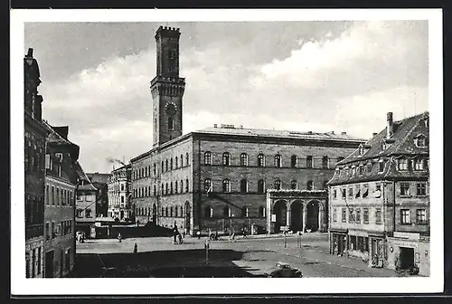 AK Fürth /Bay., Rathaus mit Geschäften