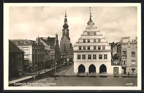 AK Greifswald, Nikolaikirche und Rathaus