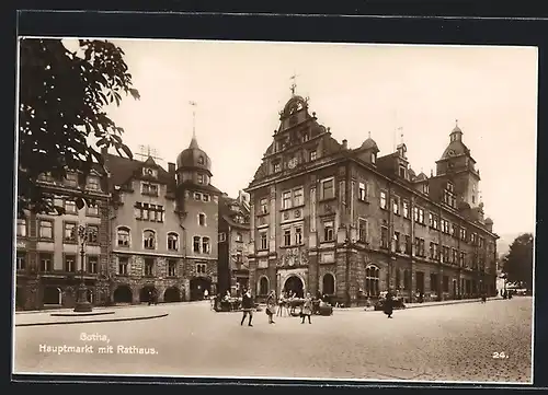 AK Gotha, Hauptmarkt mit Rathaus