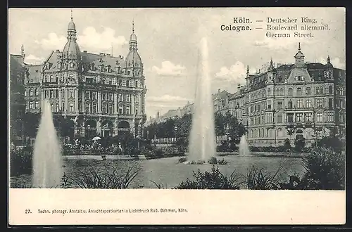 AK Köln-Neustadt, Deutscher Ring mit Fontäne