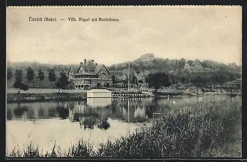 AK Essen /Ruhr, Villa Hütel mit Bootshaus