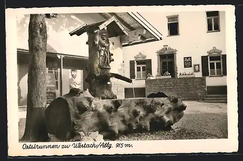 AK Wertach i. Allg., Partie am Ortsbrunnen