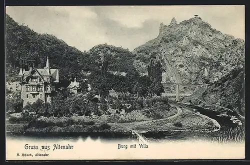 AK Altenahr, Burg mit Villa
