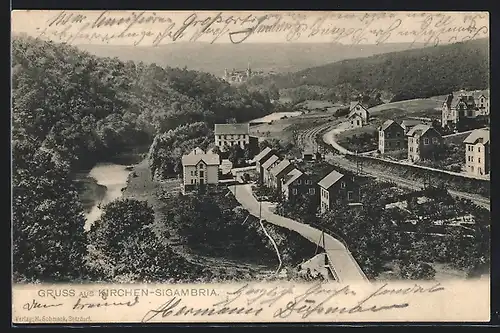 AK Kirchen-Sigambria, Ortsansicht aus der Vogelschau