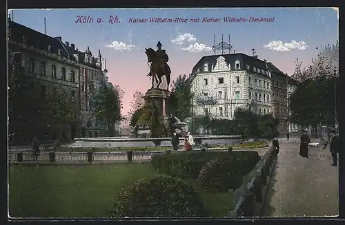 AK Köln-Neustadt, Kaiser-Wilhelm-Ring mit Kaiser-Wilhelm-Denkmal
