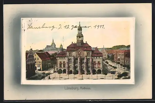 Präge-AK Lüneburg, Rathaus mit Strassenpartie