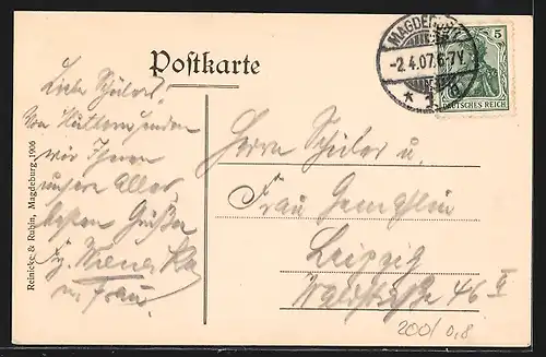 AK Magdeburg, Alter Markt mit Rathaus und Strassenbahn