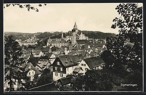 AK Sigmaringen, Ortsansicht mit Blick auf das Schloss