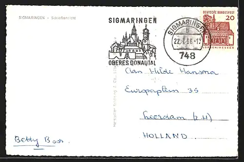 AK Sigmaringen, Ansicht vom Schloss