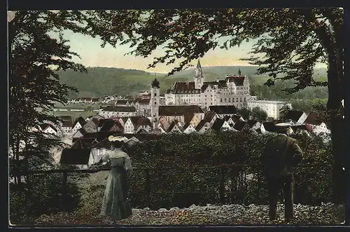 AK Sigmaringen, Blick auf Kirche und Schloss