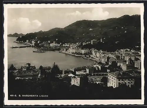 AK S. Margherita Ligure, Ortsansicht mit Hafen und Dampfer