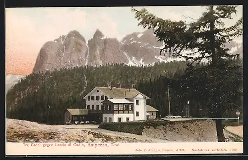 AK Cortina d`Ampezzo, Hotel Tre Croci gegen Lando di Cadin