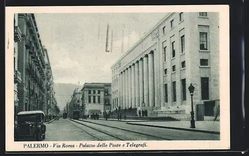 AK Palermo, Via Roma, Palazzo delle Poste e Telegrafi