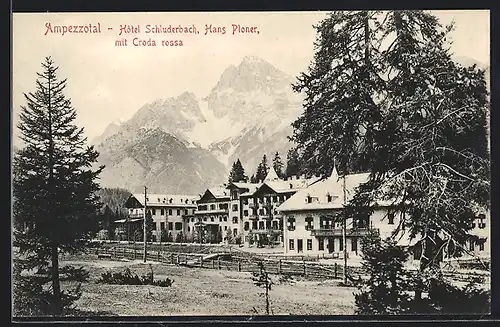 AK Schluderbach / Ampezzotal, Hotel Schluderbach mit Croda rossa
