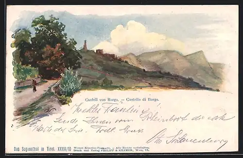 Künstler-AK Borgo, Blick zum Castell, Castello