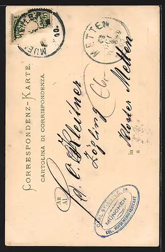 Künstler-AK Rosengarten, Blick zum Rosengarten