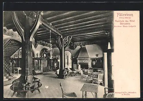 AK Prags, Vestibule des Hotel Dürrnstein in den Plätzwiesen