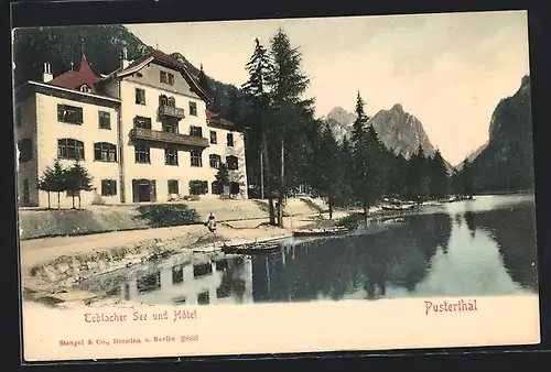 AK Toblach /Pustertal, Toblacher See und Hotel