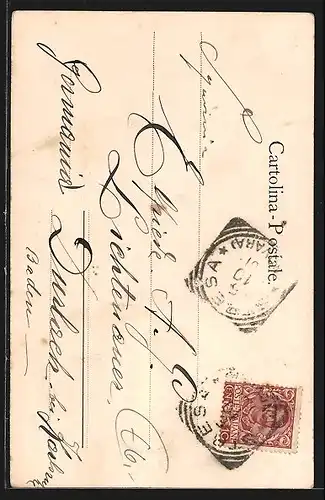 AK Belgirate /Lago Maggiore, Wasserpartie mit Booten und Glockenturm