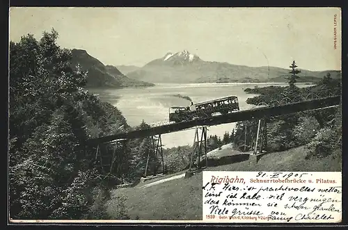 AK Rigibahn, Schnurtobelbrücke und Pilatus, Bergbahn