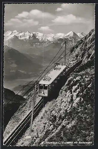 AK Pilatusbahn an der Eselwand, Blick auf Berneralpen