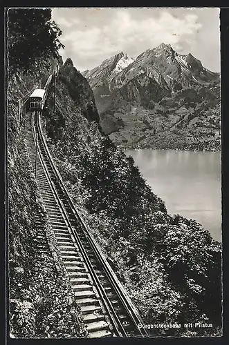 AK Bürgenstockbahn mit Pilatus