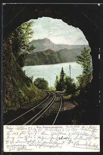 AK Trassen der Rigibahn am Tunnelausgang