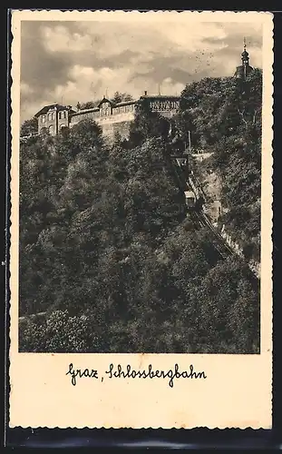 AK Graz, Ansicht der Schlossbergbahn