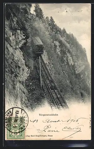 AK Niedwalden, Bürgenstockbahn in Fahrt