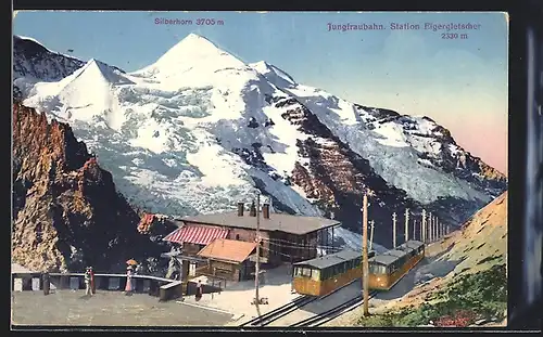 AK Eigergletscher, Jungfraubahn an der Bergstation