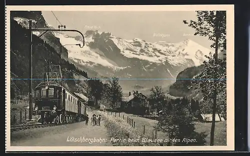 AK Lötschbergbahn, Partie beim Blausee mit den Alpen