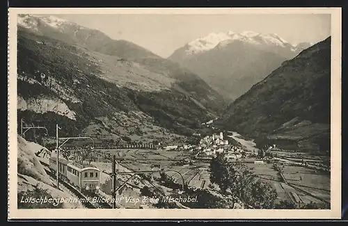 AK Lötschbergbahn, Blick auf Visp & die Mischabel, schweizer Eisenbahn