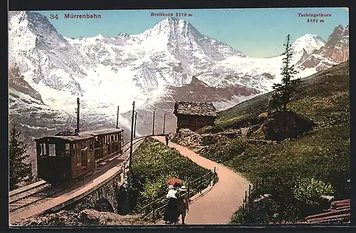 AK Mürrenbahn, Blick auf Breithorn und Tschingelhorn