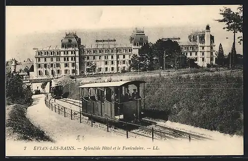 AK Evian-les-Bains, Splendide Hotel et le Funiculaire