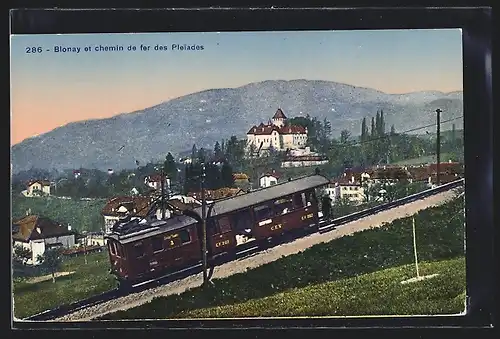 AK Bloney, Chemin de fer des Pleiades, Partie mit Bergbahn