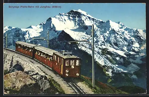 AK Schynige Platte-Bahn, Bergbahnfahrt vor der Jungfrau