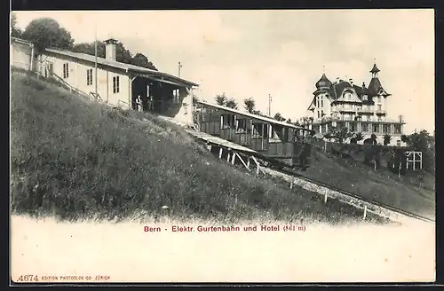 AK Bern, Elektr. Gurtenbahn und Hotel