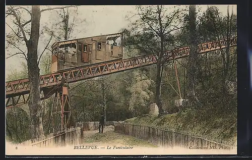 AK Bellevue, Le Funiculaire et un homme