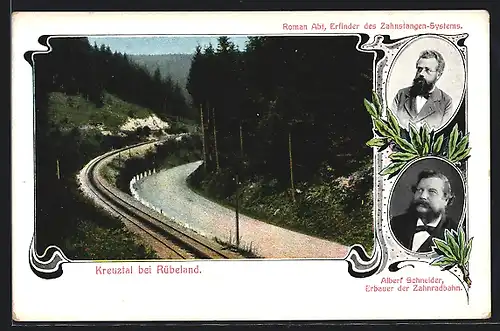 AK Rübeland, Zahnradbahn im Kreuztal, Porträt Albert Schneider