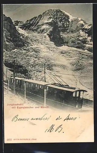 AK Jungfraubahn mit Eigergletscher und Mönch