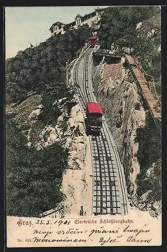 AK Graz, elektrische Schlossbergbahn auf den Trassen