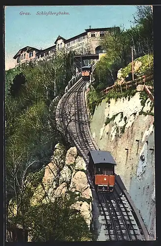 AK Graz, Schlossbergbahn erreicht den Gipfel