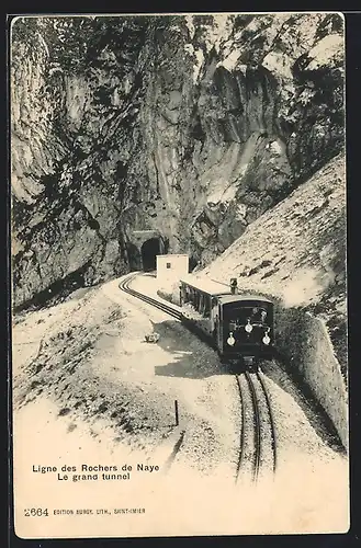 AK Ligne des Rochers de Naye, Le grand tunnel, Bergbahn