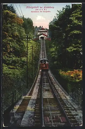 AK Königstuhl bei Heidelberg, Bergbahn vor der Endstation