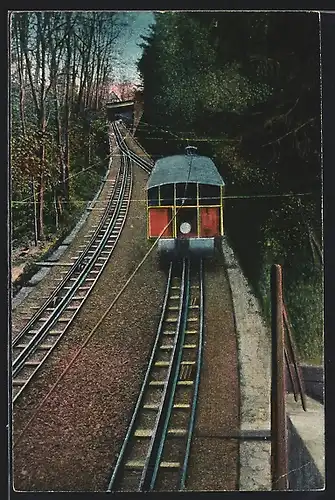 AK Heidelberg, Bergbahn fährt hinauf