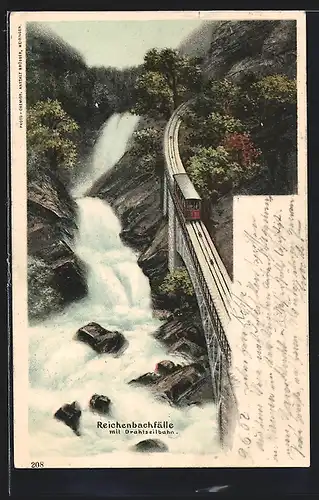 AK Drahtseilbahn am Reichenbachfall, Bergbahn & Wasserfall