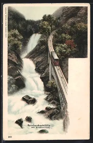 AK Drahtseilbahn am Reichenbachfall, Bergbahn & Wasserfall