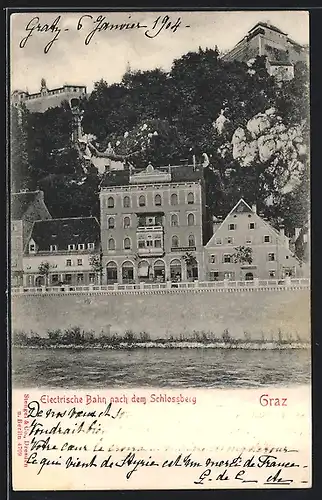 AK Graz, Bergbahn und Talstation auf dem Schlossberg