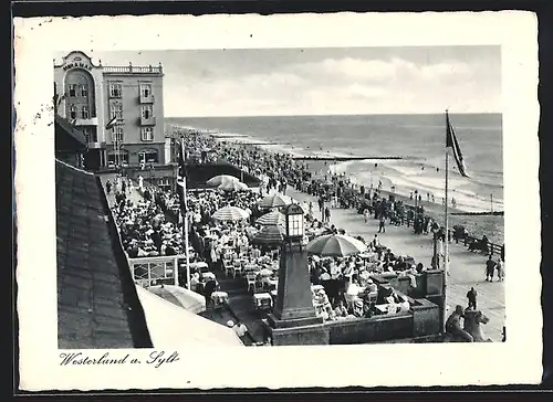 AK Westerland a. Sylt, belebte Partie an der Strandpromenade