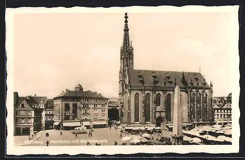 AK Würzburg, Marktplatz mit Marienkapelle
